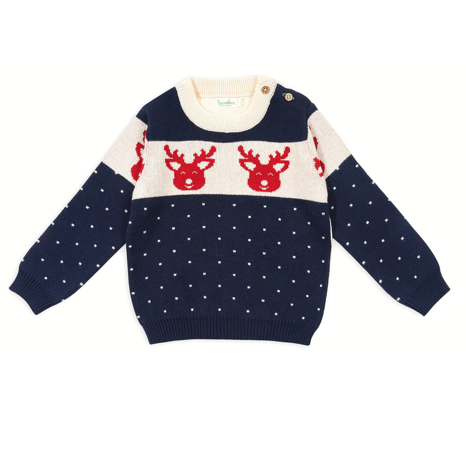 Soulful Reindeer Jacquard Navy Sweater